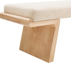 47.2" Natural Wood Bedroom Bench, Upholstered Entryway Bench, Modern End of Bed Ottoman with Soft Padded Seat & Solid Wood Frame for Dining Room and Living Room, Linen