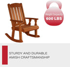 Amish Heavy Duty Mission Pressure Treated Outdoor Rocking Chair (Cedar Stain) - 600 Lb. Weight Capacity Porch Rocker