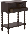 SAFAVIEH Furniture - Athena 3-Drawer Console Table - Dark Chocolate - Solid Wood - Farmhouse Classic Design - Ideal for Entryway, Living Room, Hallway, 23.5" W x 13" D x 29.5" H (CNS5703D)