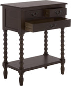 SAFAVIEH Furniture - Athena 3-Drawer Console Table - Dark Chocolate - Solid Wood - Farmhouse Classic Design - Ideal for Entryway, Living Room, Hallway, 23.5" W x 13" D x 29.5" H (CNS5703D)