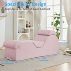 ijuicy 25 Inch Home Stretch Yoga Chair, Velvet Fitness Yoga Chaise Lounge Chair Indoor, Yoga Training Reliner with Adjustable Footrest & Headrest, Pink