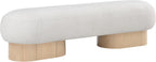 Meridian Furniture 22001Cream Robertson Collection Art Deco Bench with Luxurious Cream Boucle Fabric and Rich Natural Oak Finish, 60.5" W x 18" D x 16" H, Cream