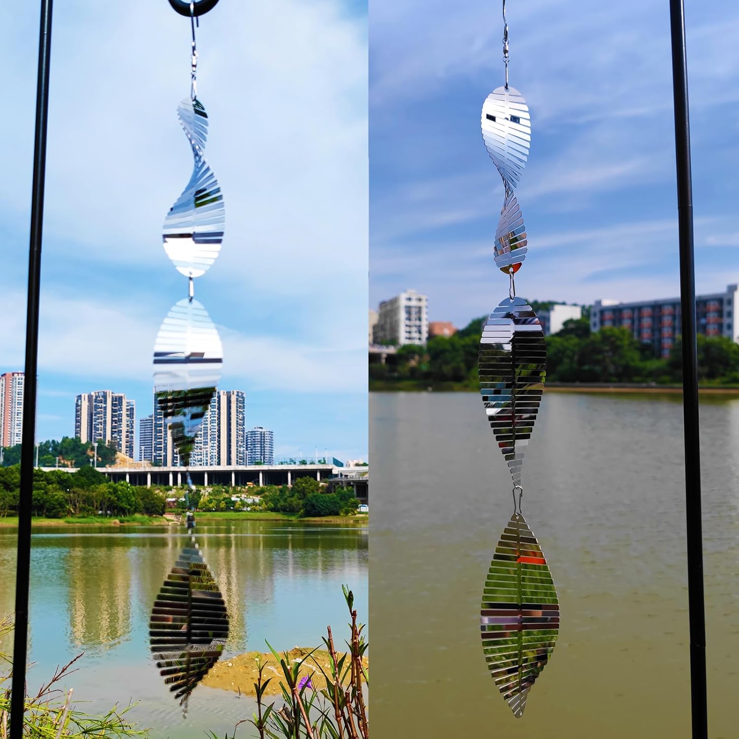 Metal Bird Scare Discs Set-Highly Reflective Double-Sided Bird Reflectors,Extra Sparkly Wind Spinners Outdoor Garden Decor, Bird Devices Deterrent to Scare Birds Away from Yard Patio Farm