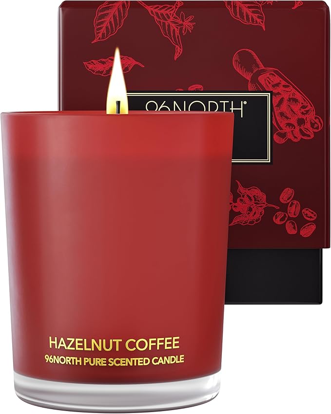 96NORTH | Pure Hazelnut Coffee Candle | 100% Natural Soy Wax | 1-Wick Jar Candle | Natural Fragrance Technology | Non Toxic | Up to 35 Hours Burning Time | Aromatherapy Gift for Men and Women