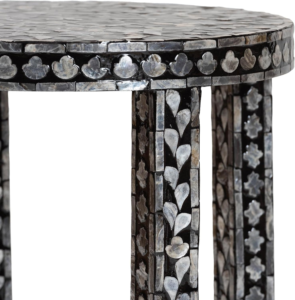 bali & pari Elara Coastal Black and White Mother of Pearl Capiz Shell End Table
