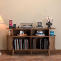 LUVIOHOME Large Round Record Player Stand with Charging Station & USB Ports | Record Storage Cabinet, Mid Century Modern Turntable Stand for Bedroom Living Room