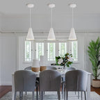 Dijiahua White Pendant Lights Kitchen Island,Dining Room Light Fixtures Over Table 3 Pack with Cone Metal Shade, Modern Farmhouse Mini Chandeliers,Adjustable Cord Hanging Lighting for Bar,Sink