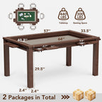 Convertible Board Game Table for 4-6 Players, Spacious Gaming Space w/Clean-Edge Table Top, Non-Slip Play Mat, Cup Holder & Game Tray, Dining Table w/Storage for DND, Poker Card, Family Dinner