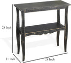 Benzara Rena Side End Table with Scallop Trim- 28 Inch Rustic Black Mahogany