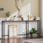 YATINEY Narrow Console Table with Outlets, 70.9" Sofa Table Narrow Long, L Shaped Behind Couch Entryway Table with Charging Station, for Living Room, Hallway, 3 Assembly Options, Rustic Brown CT07UBR