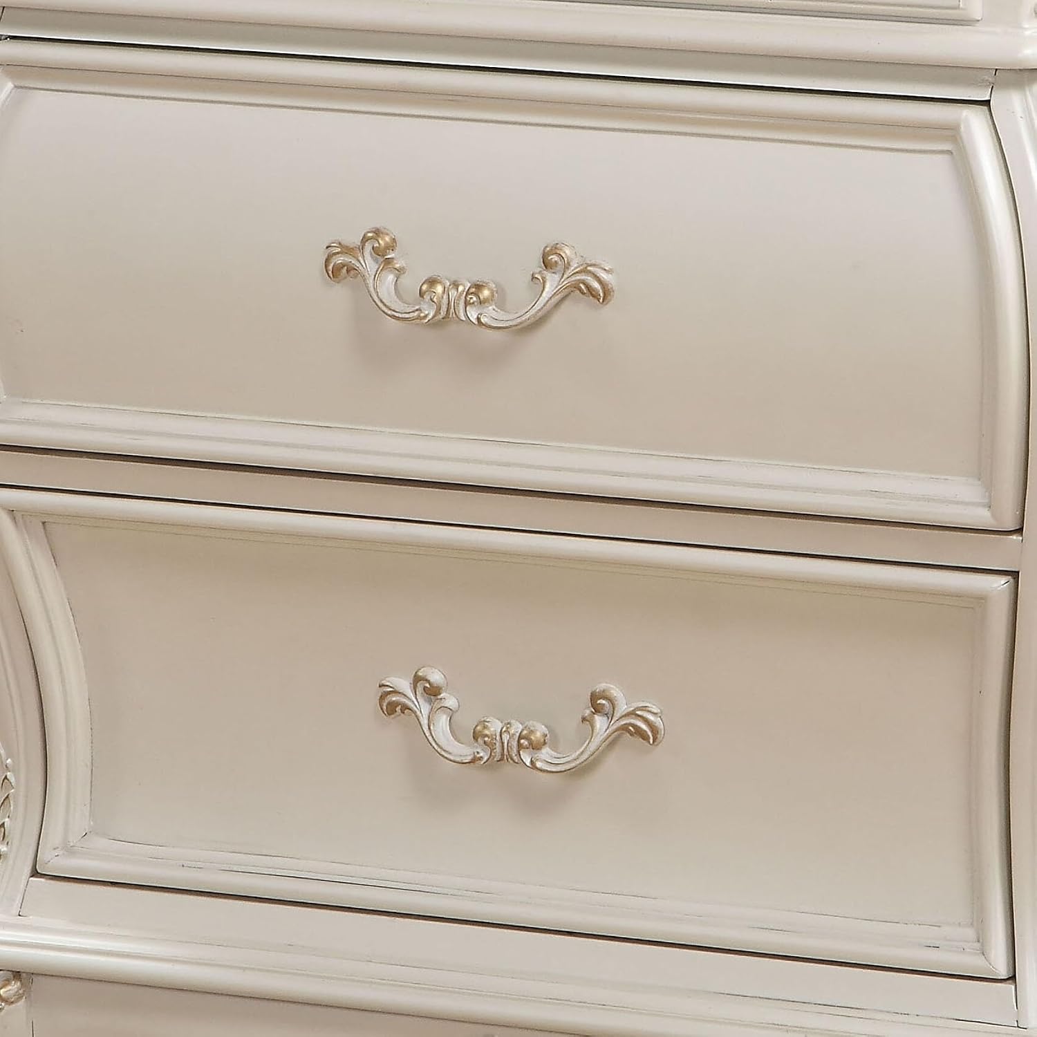 Pearl White 2-Drawer Nightstand with Legs,for Small Spaces