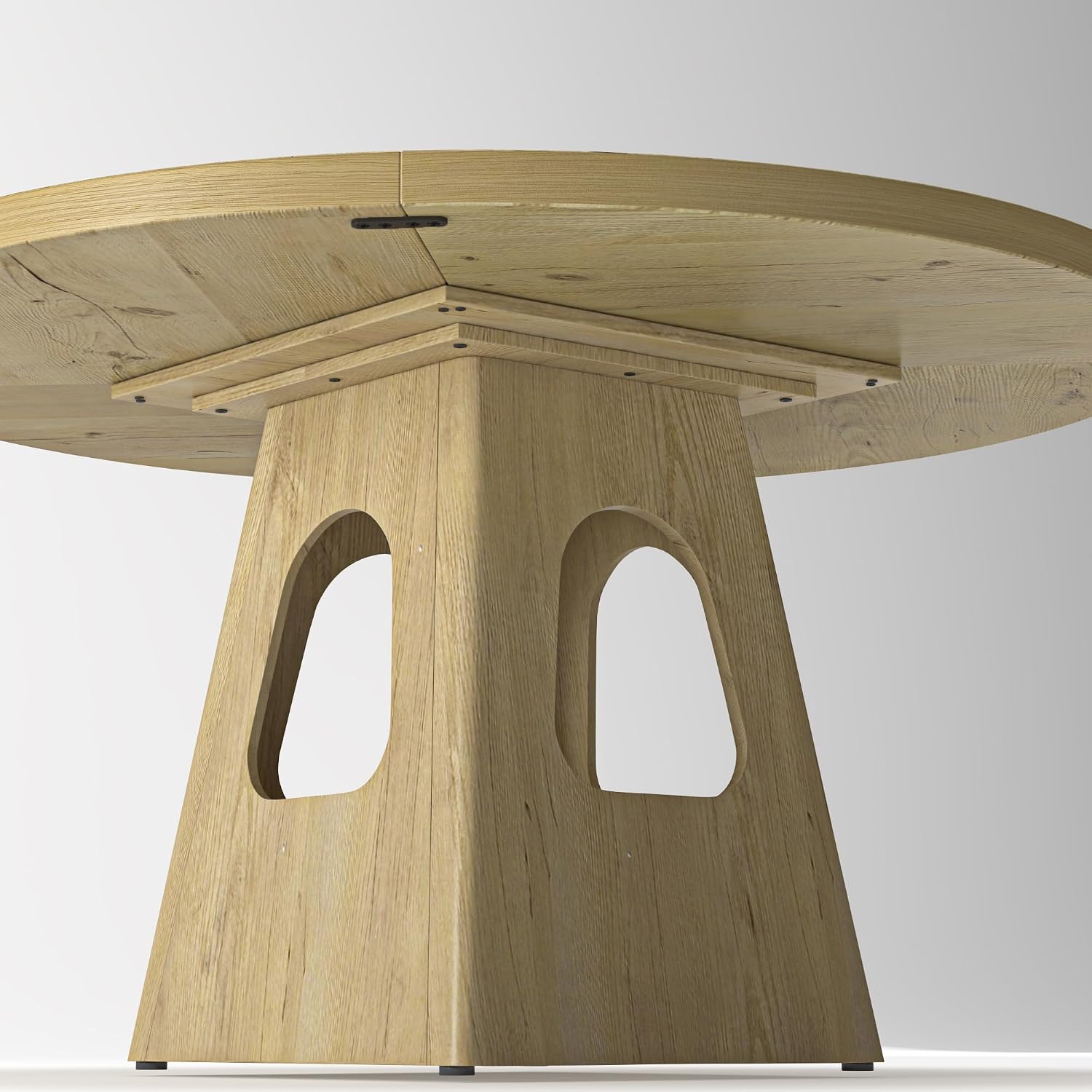 47.24 Inch Round Dining Table for 4-6 Kitchen Dining Table with Storage Shelf Wooden Pedestal Base Space Saving Design for Kitchen Dining Room Apartment Natural Farmhouse Style Only Table