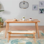 Solid Wood Entryway Bench, 43.31" Wooden Dining Bench, End of Bed Benches w/Hand-Woven Rope Seat for Bedroom, Kitchen Dining Room, Living Room, Entry Décor (White Rope)