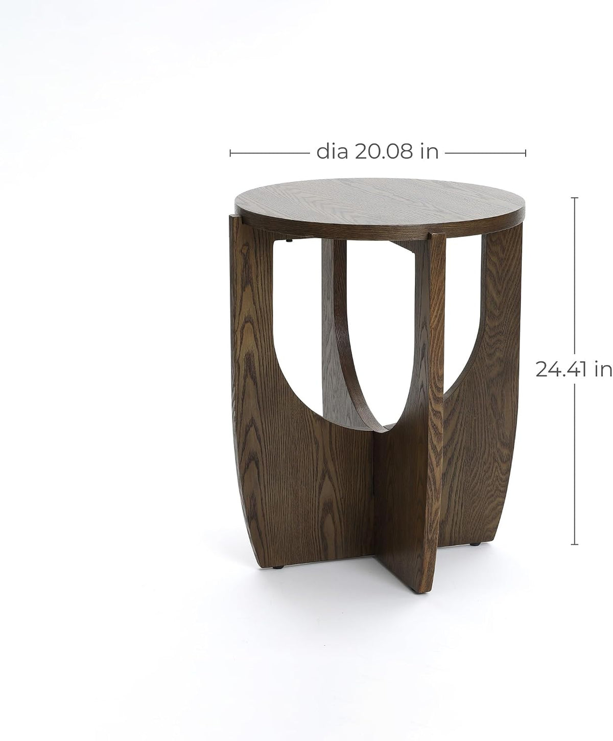 LuxenHome Round End Table, 20 Inch Mid-Century Modern Walnut Finish Wood Accent Side Table for Small Paces, Minimalist Bedside Sofa Nightstand for Living Room, Bedroom, or Office