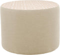 FDP 24" Round Oversized Outdoor Ottoman Featuring Sunbrella Two-Tone - Weather-Resistant, Fade-Resistant, Fully Assembled Patio Furniture for Backyard or Poolside Seating, 18" H - Flax/Sand