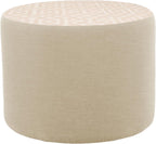 FDP 24" Round Oversized Outdoor Ottoman Featuring Sunbrella Two-Tone - Weather-Resistant, Fade-Resistant, Fully Assembled Patio Furniture for Backyard or Poolside Seating, 18" H - Flax/Sand