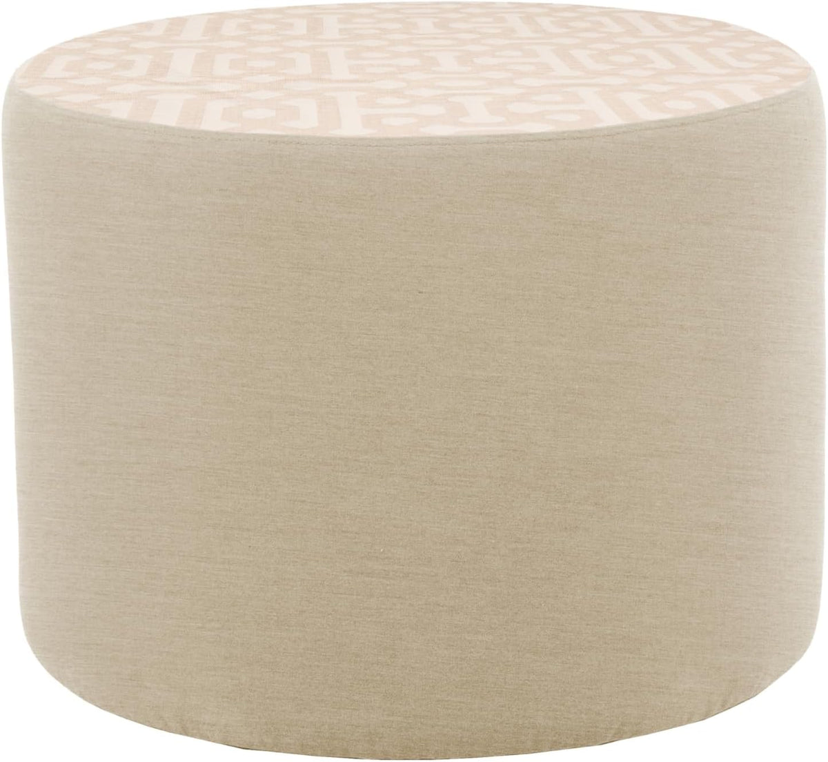 FDP 24" Round Oversized Outdoor Ottoman Featuring Sunbrella Two-Tone - Weather-Resistant, Fade-Resistant, Fully Assembled Patio Furniture for Backyard or Poolside Seating, 18" H - Flax/Sand