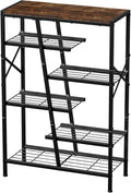Shoe Rack, 6-Tier Boot Rack, Wooden Storage Organizer for Tall Boots, Sneakers, Metal Shoe Rack Organizer with Metal Mesh Shelves, 10-12 Pairs of Shoes for Closet, Entryway, Rustic Brown