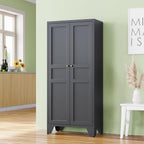 RAVIGIN Metal Storage Cabinet,61" H Pantry Cabinet with 2 Doors and 4 Adjustable Shelves,5 Tier Tall Kitchen Storage Cabinets for Kitchen,Pantry,Living/Study/Laundry Room(Black)