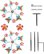 38" Double Blade Butterfly Wind Spinners Outdoor, Colorful Butterflies Kinetic Outdoor Decor for Patio, Lawn & Garden Decor