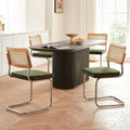 GrandNoor Rattan Dining Chairs Set of 4, Wooden Mid Century Modern Dining Room Chairs, Mesh Back Cane Kitchen Chair, Cesca Design Chairs with Metal Chrome Legs, Green