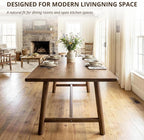 Ya-Home Walnut Dining Table, 69" Wood Kitchen Table with Solid Wood Legs, Seats 4-6, Modern Farmhouse Dinner Table for Dining Room Home Office