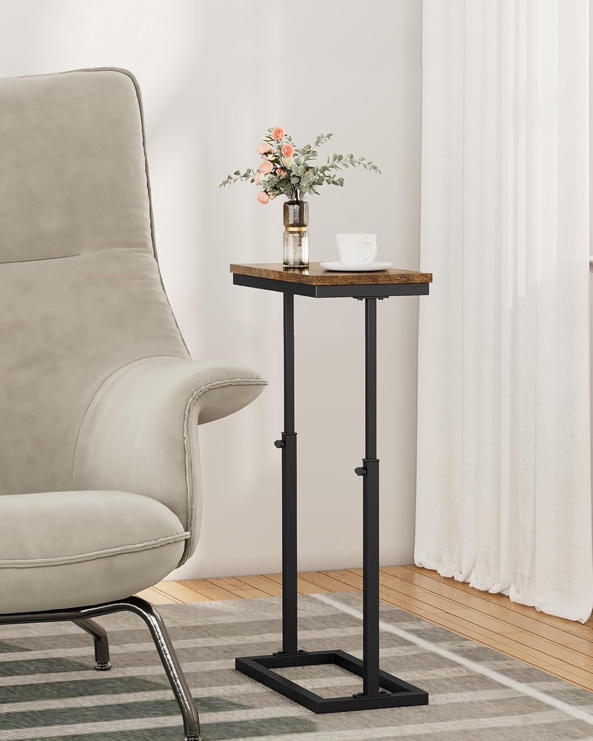 TUTOTAK End Table, Side Table, Tall Couch Table, Sofa Table, Living Room, Bed Room, Brown TB01BB083