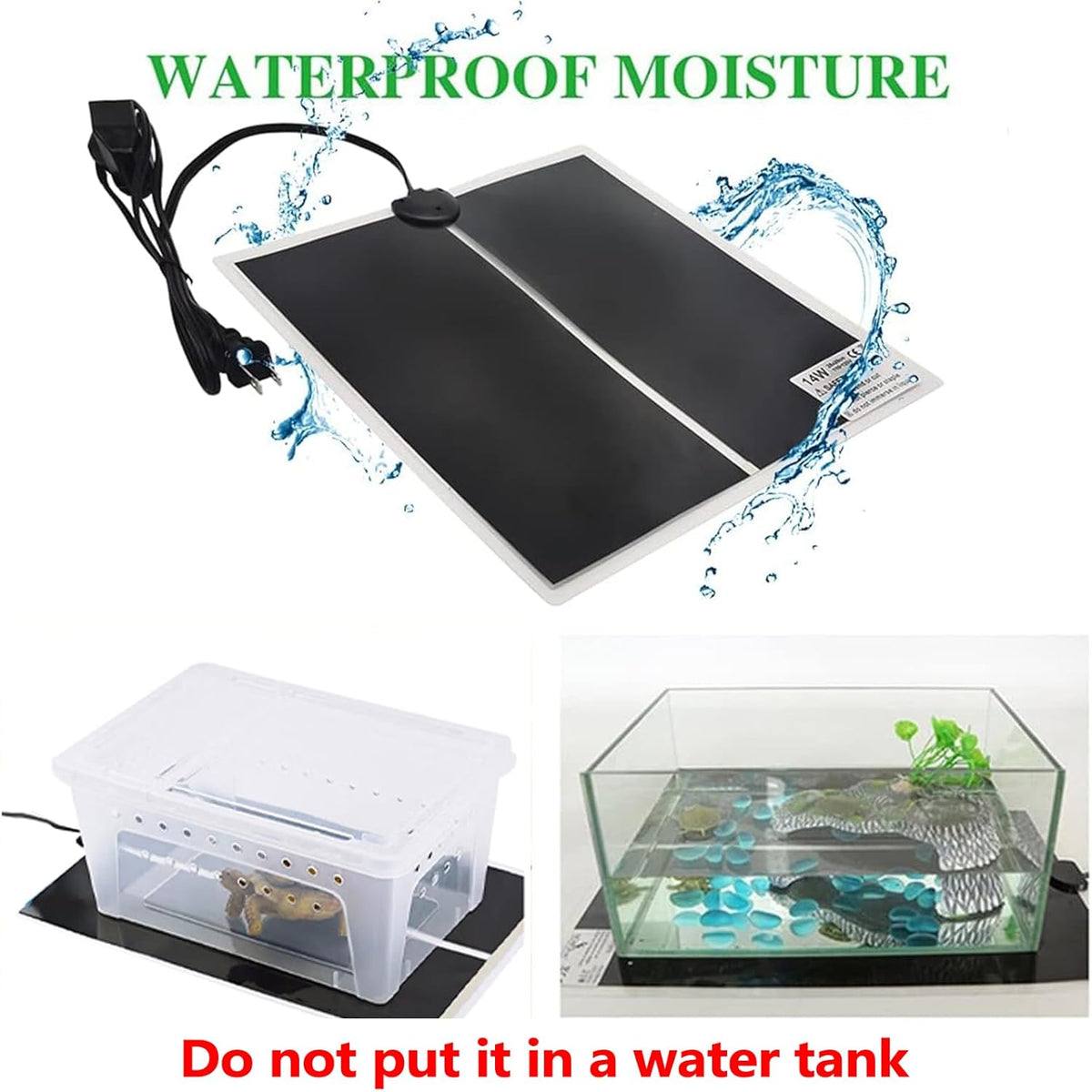 Hamiledyi 14W Reptile Heating Pad 2 PCS Warmer with Temperature Control Adjustment Under Tank 11x11 in Terrarium Heater Mat for Gecko Turtle Tortoise Snakes Lizard