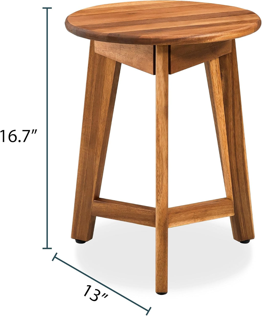 VICTORY RELAX Round Side Table – Solid Acacia Wood End Table for Living Room or Bedroom – Natural Wood Finish, Compact Nightstand or Accent Table for Sofas & Beds (13x16x13 Inches)