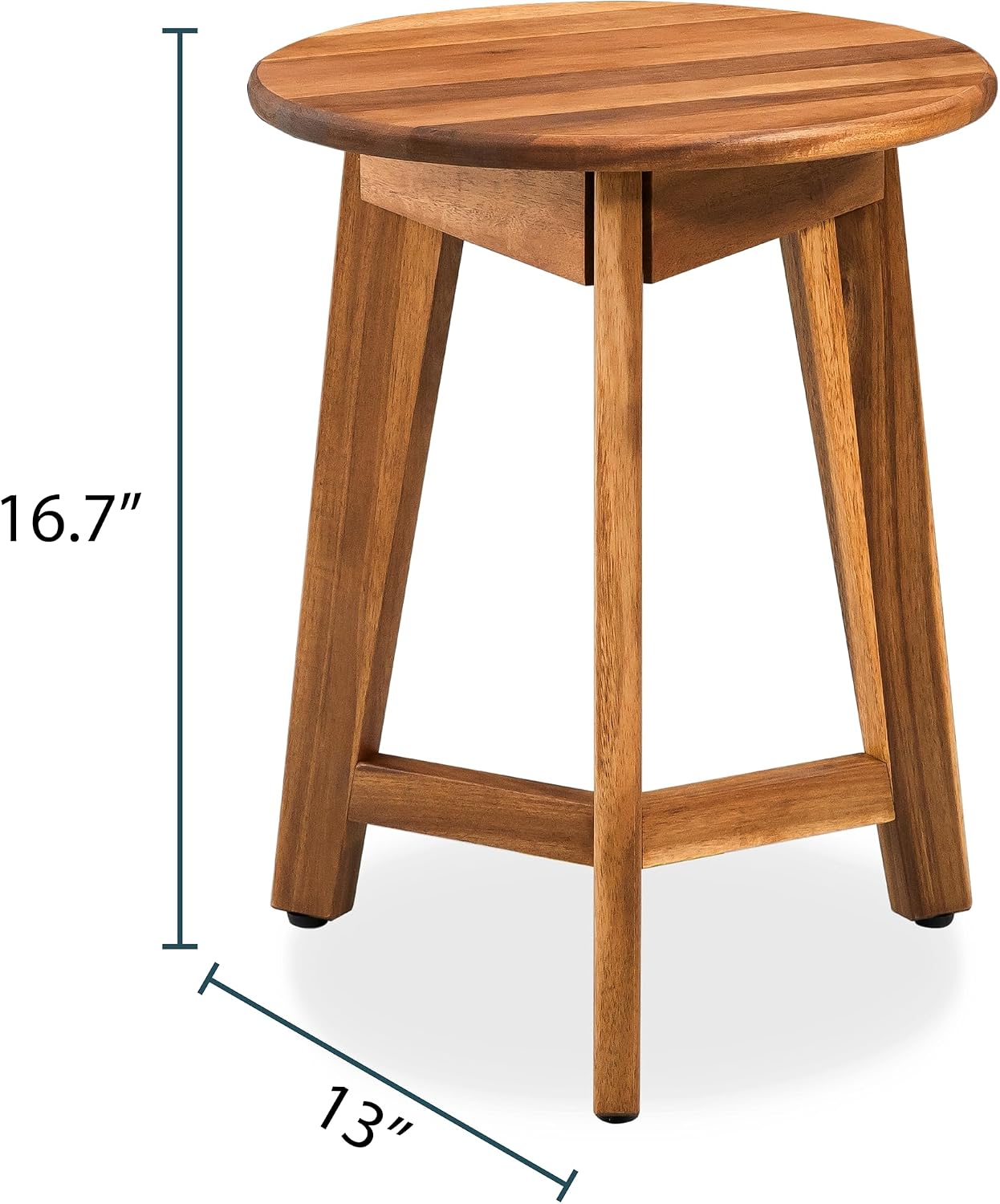 VICTORY RELAX Round Side Table – Solid Acacia Wood End Table for Living Room or Bedroom – Natural Wood Finish, Compact Nightstand or Accent Table for Sofas & Beds (13x16x13 Inches)
