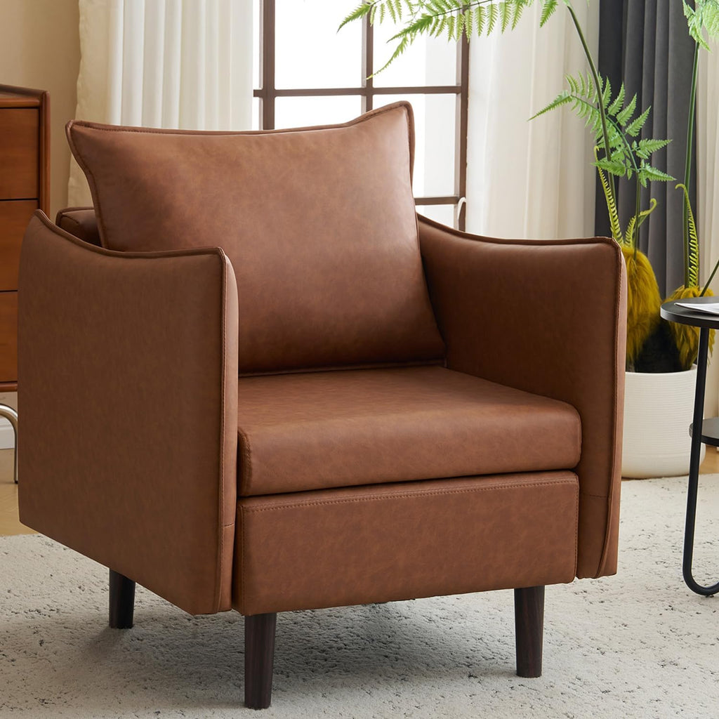 Sepnine Accent Chairs for Living Room Chairs Brown Reading Chair for Bedroom Arm Chair Mid Century Modern Club Chairs Upholstered Comfy Chair for Apartment, Waiting Room