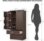 Gizoon 47'' Kitchen Pantry Cabinet with Drawers for Dining Room, Dark Brown | Small Food Pantry Storage Cabinet with 6 Door Shelves for Snacks and Spices, Craft Storage Cabinet for Craft Room