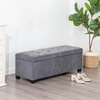 Asense Storage Ottoman Bench,42 inch Upholstered End of Bed Bench,Safety Hinge Storage Bench for Living Room,Bedroom,Entryway (42" Cotton-Linen Grey)