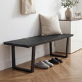 Wooden Dining Bench 55”Industrial Entryway Bench, Modern End of Bed Bench for Bedroom/Hallway, Black Solid Wood Bench with W/Metal Legs for Dining Room/Living Room, Kitchen