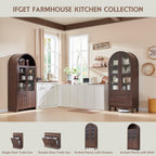 IFGET 71" Tall Arched Kitchen Pantry, Kitchens Storage Cabinets, Brown | Modern Farmhouse Wood Pantry w/2 Large Drawers and Adjustable Shelves, Versatile Cupboard for Kitchen, Dining Room, Bathroom