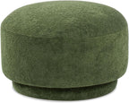 15" Mushroom Footstool Ottoman, Moss Green Fleeced Teddy
