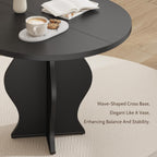 31.5 Inch Small Round Dining Table for 2, Modern Farmhouse Wood Kitchen Table, Rustic Black Circle Dining Room Table with Pedestal Base for Kitchen and Dining Room Furniture
