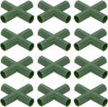 12 Pcs 11mm Greenhouse Frame Building Connectors, 4 Way Flat Pipe Fitting for Grape Trellis/Sunscreen Shed/Gardening Plant Stakes, Greenhouse Accessories [Green]