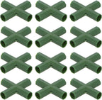 12 Pcs 11mm Greenhouse Frame Building Connectors, 4 Way Flat Pipe Fitting for Grape Trellis/Sunscreen Shed/Gardening Plant Stakes, Greenhouse Accessories [Green]
