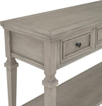 Knocbel 50" Retro Style Console Table Solid Wood Frame Sofa Table with Bottom Open Shelves and 3 Top Storage Drawers Entryway Table for Living Room, Coffee Bar, Hallway, Front Hall