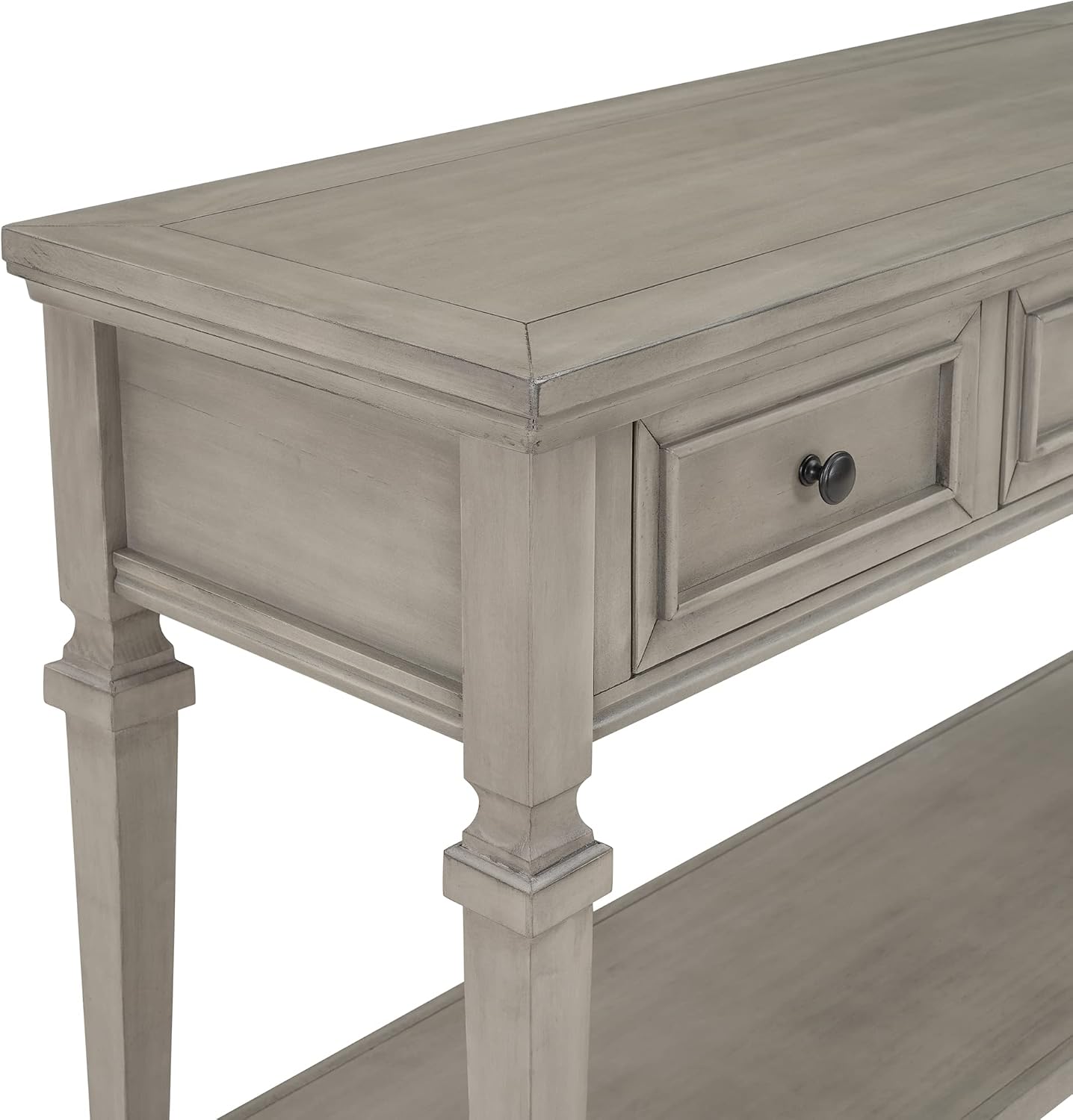 Knocbel 50" Retro Style Console Table Solid Wood Frame Sofa Table with Bottom Open Shelves and 3 Top Storage Drawers Entryway Table for Living Room, Coffee Bar, Hallway, Front Hall