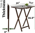 PJ Wood - 5-Piece Folding Tray Table Set - Walnut with Rack | Solid Wood, 14.57 x 19.09 x 26 in, 36 lb Capacity, Indoor Use, Rectangular Design, Glide Feet, Space Saving Storage