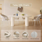 Rectangle Dining Table Set for 4, Modern Dinner Table with 4 Chairs for Kitchen, White Indoor 5 Pieces Kitchen Table Set, 62.99" L