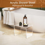 Acrylic Step Stool Small Stool, Clear Acrylic Foot Stool for Bathroom Bedroom Kitchen Holds Up to 250lbs Clear (with Non-Slip, 12.6'' x 9'' × 9.8'')