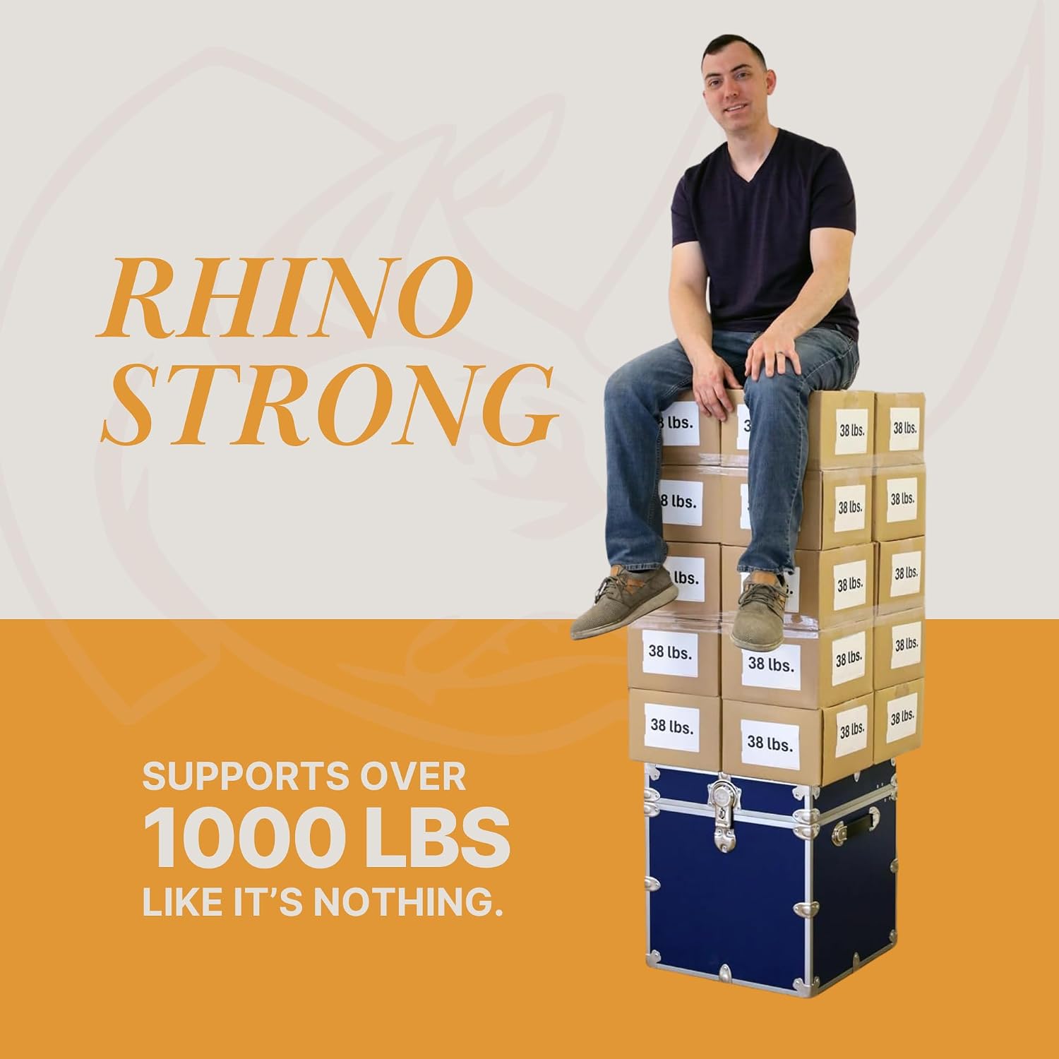 Rhino Classic College Dorm Cube Trunk, Antique Brass Storage Chest, Bench | 1500+ lb Capacity, Home Storage, Office Storage, Dorm Room, Coffee Table
