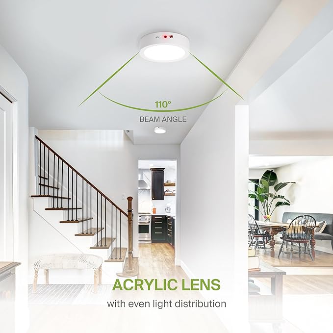 ASD LED 7" Round Flush Mount Ceiling Light Fixture, Low Profile Surface Lighting | 5CCT, Dimmable, Battery Backup, ETL Listed | 15W 1200LM 2700-6000K 120V | Kitchen, Hallway Lamp | White, 12 Pack