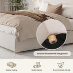 Merax King Size Upholstered Platform Bed Frame and Thick Padded Headboard