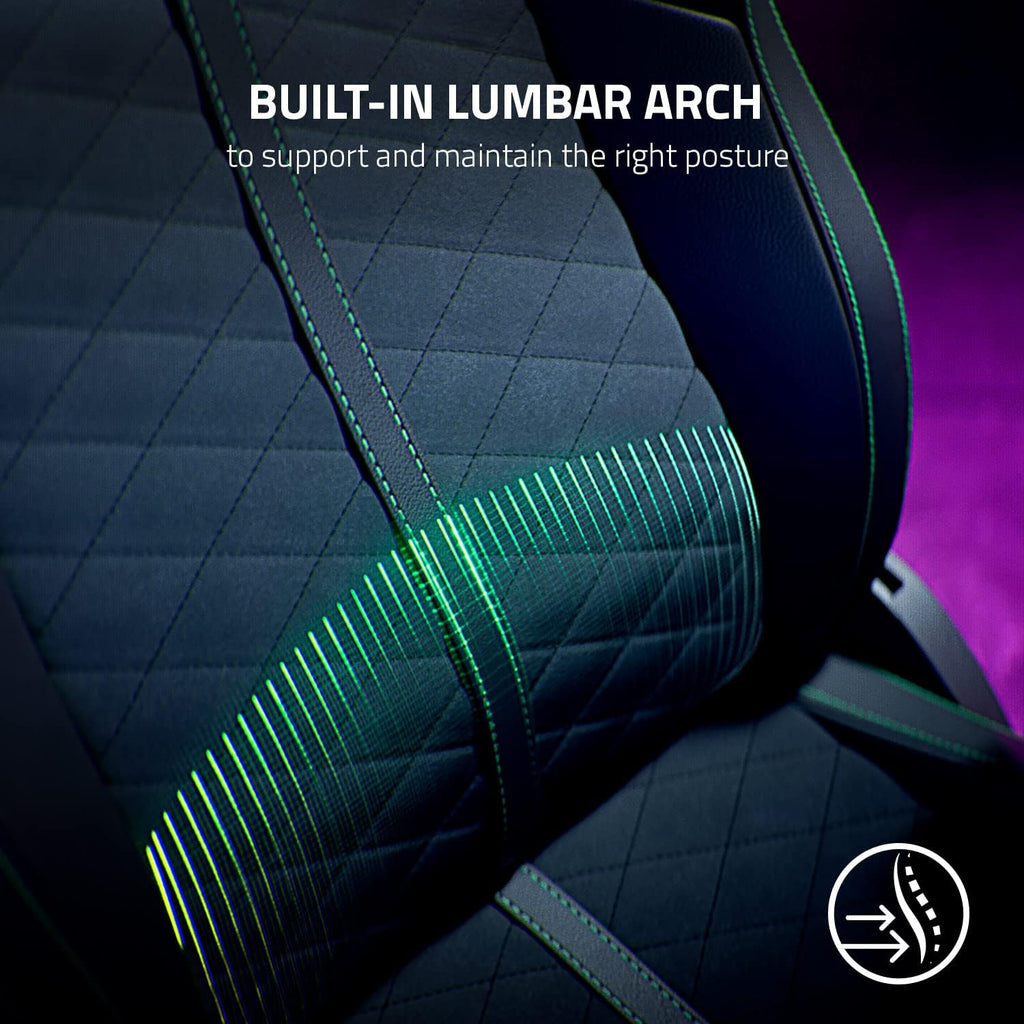 Razer Enki X Essential Gaming Chair, All-Day Comfort, Black | Built-in Lumbar Arch, Optimized Cushion Density, Dual-Textured, Eco-Friendly Synthetic Leather, Adjustable 152-degree Recline