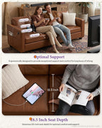 Brown Leather 3-Piece Sofa Set with USB & Type-C, Living Room Couch | TYBOATLE Sectional Couches, Comfy 3-Piece Living Room Furniture with Charging Ports, RV Office Apartment Bedroom, Brown