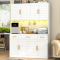 71" Tall Kitchen Pantry Cabinet, Metal Storage Cabinet, with 8 Doors & 6 Adjustable Shelves & 3 Drawer,Cupboard for Bathroom, Dinning Room, Kitchen, White